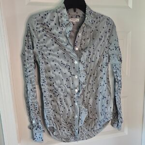 Equipment Blue and White Button Down Shirt with Classic Design